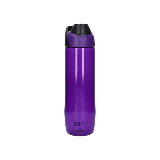 BPA mentes műanyag útipalack nyomógombos nyitóval,táskaakasztóval,710ml,lila,Built