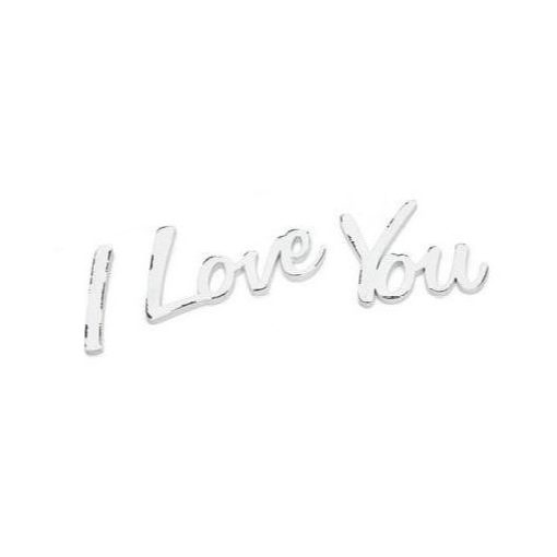 Koptatott fehér fa felirat I Love You 28x10cm