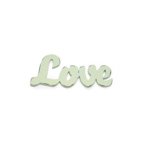 Koptatott zöld fa felirat Love 18x10cm