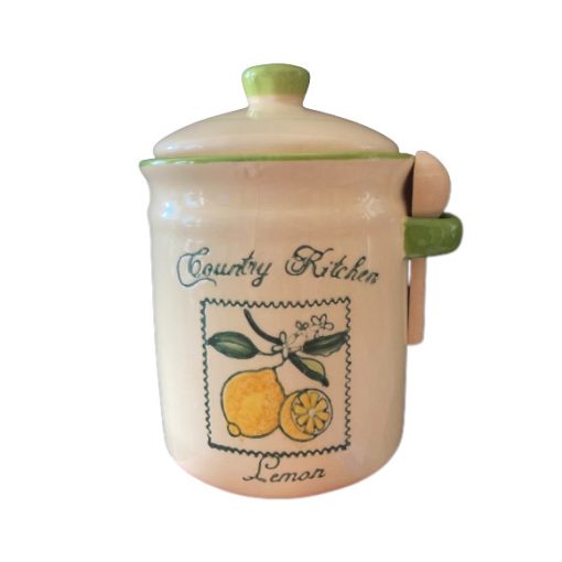 Country Kitchen - Lemon kerámia tároló, fa kiskanállal (szépséghibás)