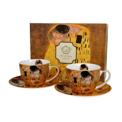 Porceláncsésze+alj 300ml, 2 személyes,dobozban,Klimt: The Kiss