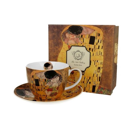 Porceláncsésze+alj, 450ml,dobozban,  Klimt: The Kiss