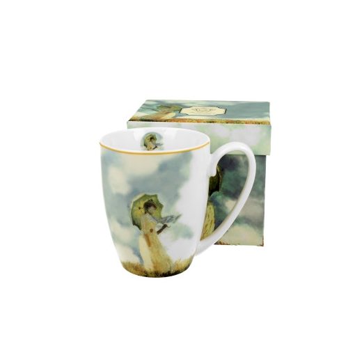 Porcelánbögre 380ml, dobozban, Monet: Hölgy esernyővel