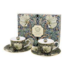   Porceláncsésze+alj 110ml, 2 személyes dobozban, William Morris: Pimpernel