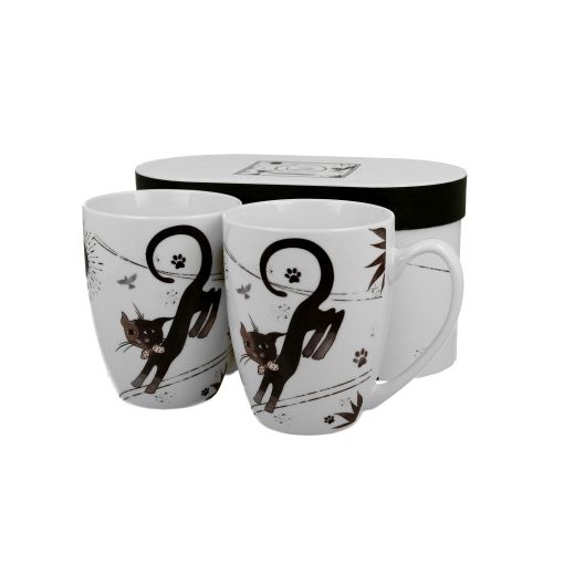 Porcelánbögre 380ml, 2 db-os, dobozban, Charming Cats