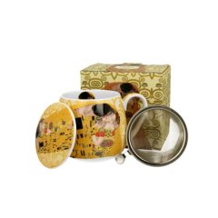   Porcelánbögre tetővel, fémszűrővel, 430ml, dobozban, Klimt: The Kiss