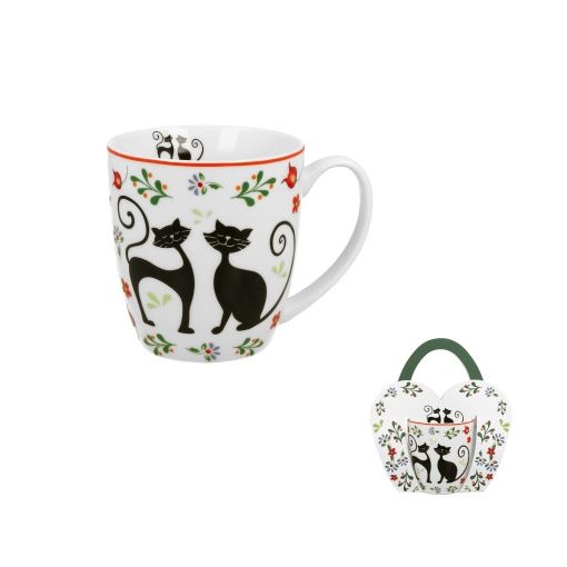 Porcelánbögre 460ml, díszcsomagolásban, Etno Cats