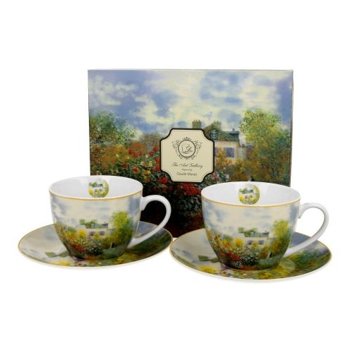 Porceláncsésze+alj,250ml,2 személyes,dobozban, Monet: Kert Argenteuilban