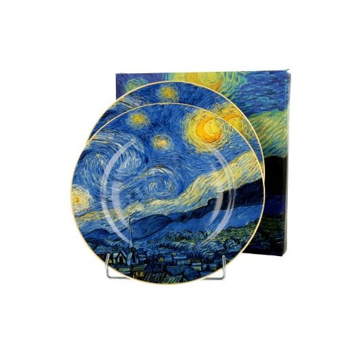 Porcelán desszerttányér 2 db-os szett, dobozban, 19cm, Van Gogh: Csillagos Éj