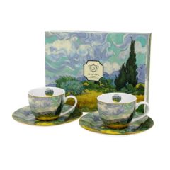   Porceláncsésze+alj, 110ml, 2 személyes, dobozban, Van Gogh: Búzaföld Ciprusokkal