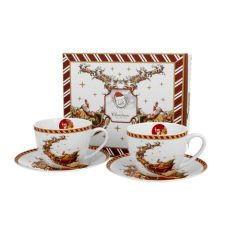   Porceláncsésze+alj, 250ml, 2 személyes, dobozban, Santa on Sleigh