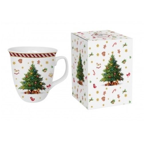 Porcelánbögre 650ml, dobozban, Christmas Tree 2