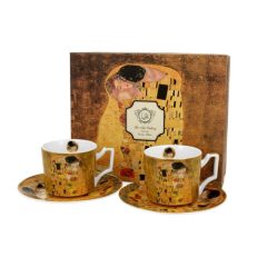   Porceláncsésze+alj, 110ml, 2 személyes, dobozban, Klimt: The Kiss