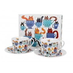   Porceláncsésze+alj, 230ml, 2 személyes, dobozban, Teacup Cats