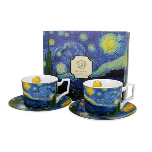 Porceláncsésze+alj,250ml,2 személyes,dobozban, Van Gogh: Csillagos éj