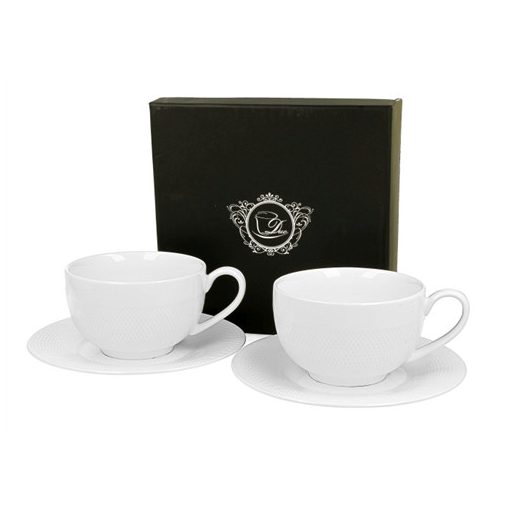 D.G.50394 Porceláncsésze+alj, 250ml, 2 személyes, dobozban, Diamond