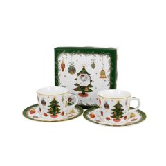   Porceláncsésze+alj, 90ml, 2 személyes, dobozban, Around Christmas Tree