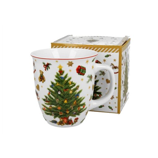 Porcelánbögre 650ml, dobozban, Christmas Tree