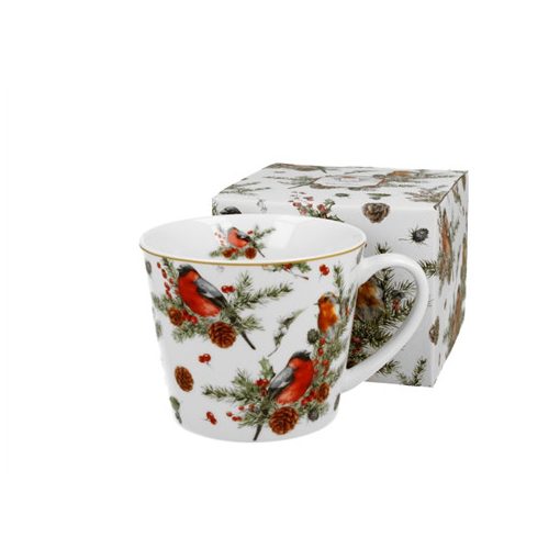 Porcelánbögre 610ml, dobozban, Christmas Birds