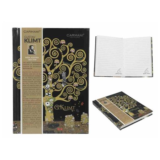 Vonalas notesz kemény fedeles, 13,2x18,3, 80 oldalas, Klimt:Életfa