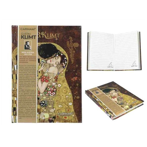 Vonalas notesz kemény fedeles, 13,2x18,3, 80 oldalas, Klimt:The Kiss