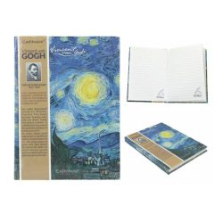   H.C.021-5057 Vonalas notesz kemény fedeles, 13,2x18,3, 80 oldalas, Van Gogh: Csillagos éj