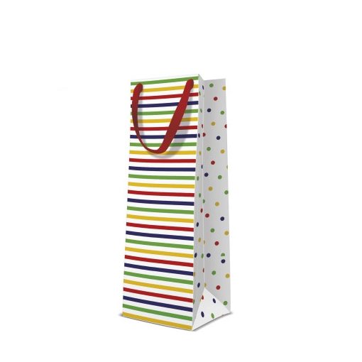 Folk Stripes papír ajándéktáska italos 12x37x10cm