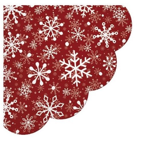 Christmas Snowflakes red rondo papírszalvéta 32cm,12db-os