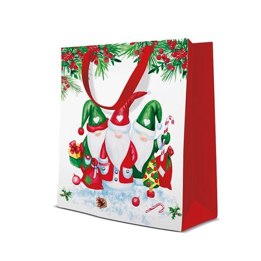 Christmas Gnomes  papír ajándéktáska medium 20x25x10cm