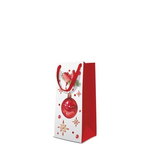 Jingle Bells papír ajándéktáska keskeny 10x22x7cm