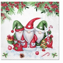 Christmas Gnomes papírszalvéta 33x33cm,20db-os
