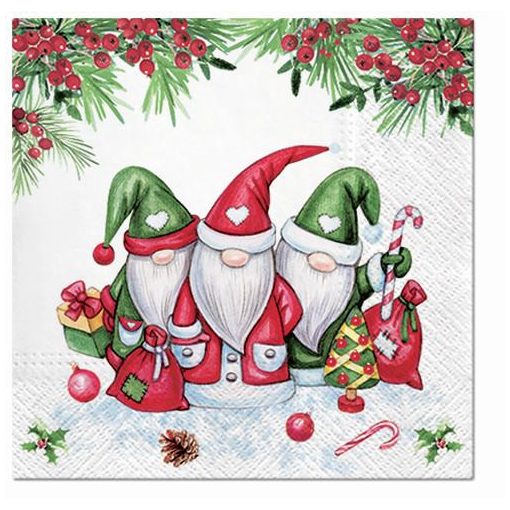 Christmas Gnomes papírszalvéta 33x33cm,20db-os