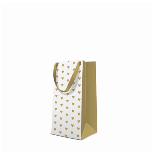 Premium Just Love gold papír ajándéktáska  keskeny 10x22x7cm