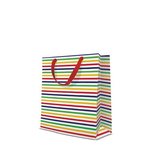 Folk Stripes papír ajándéktáska medium 20x25x10cm