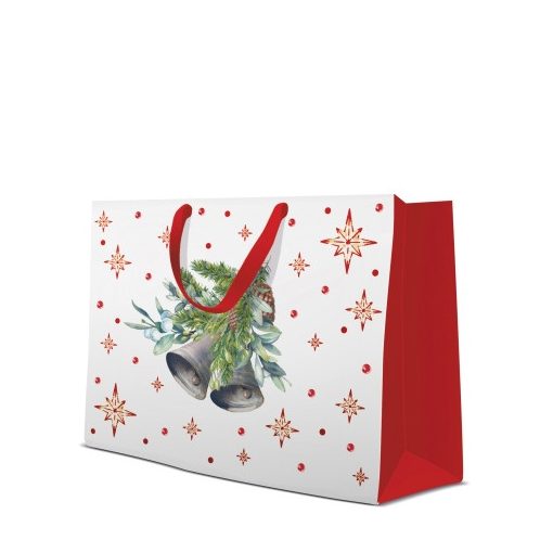 Jingle Bells papír ajándéktáska horizontal 33,5x26,5x13cm