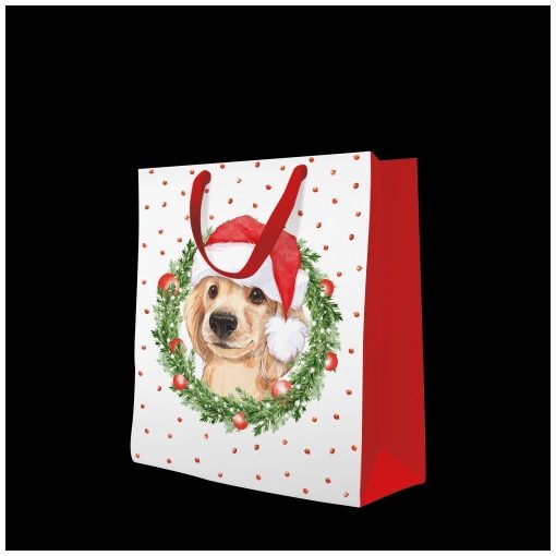 Xmas Dog papír ajándéktáska large 26,5x33,5x13cm