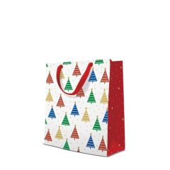   Colorful Christmas Trees  papír ajándéktáska medium 20x25x10cm