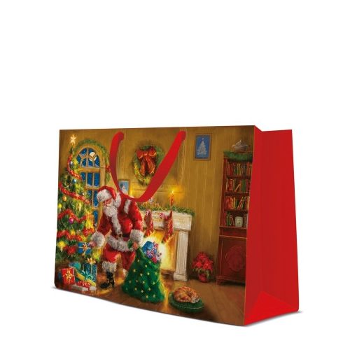 Santa is here papír ajándéktáska horizontal 33,5x26,5x13cm