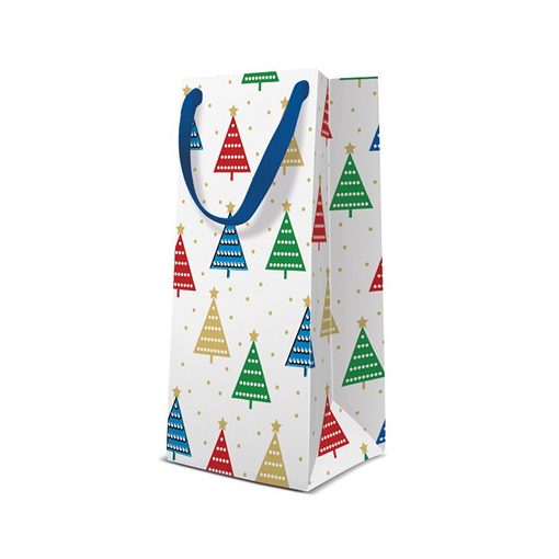 Colorful Christmas Trees papír ajándéktáska keskeny 10x22x7cm