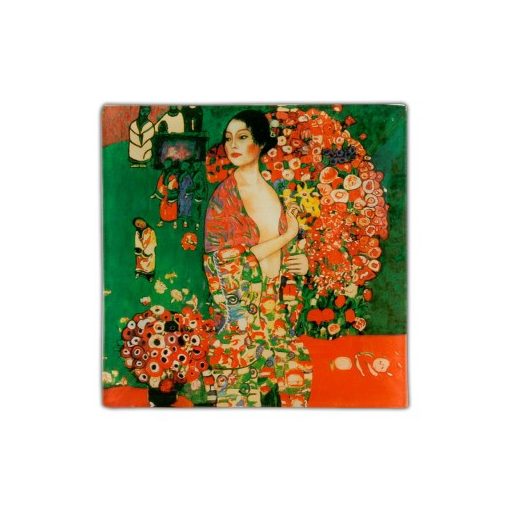 Üvegtányér 13x13cm,Klimt:A táncos
