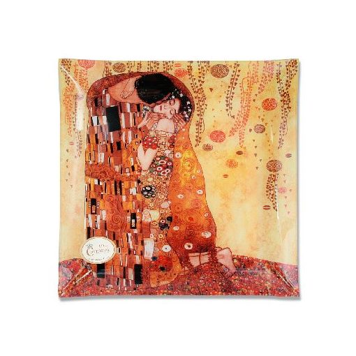 Üvegtányér 30x30cm, Klimt:The Kiss