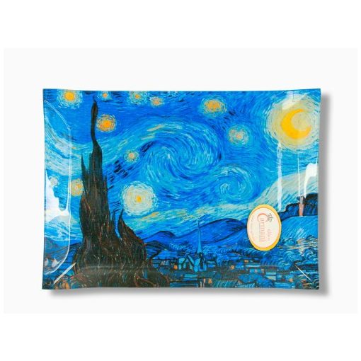 Üvegtányér 20x28cm Van Gogh: Csillagos éj