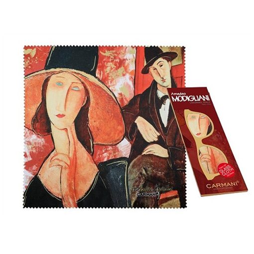Szemüvegtörlő kendő 20x20cm, Modigliani:Jeanne Hebuterne kalapban/Mario Varvogli