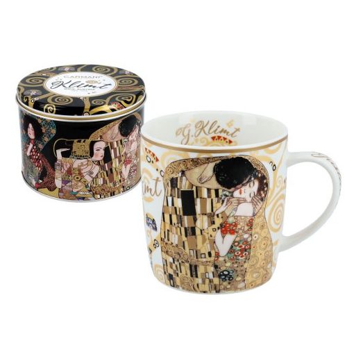 Porcelánbögre fémdobozban,450ml,Klimt: The Kiss