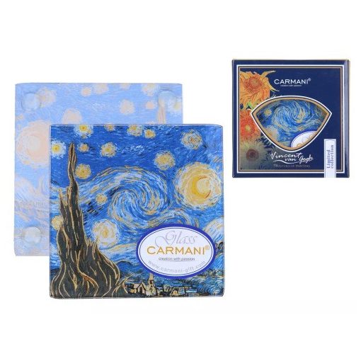Üveg poháralátét 10,5x10,5cm, Van Gogh: Csillagos éj