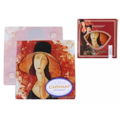   Üveg poháralátét 10,5x10,5cm, Modigliani:Jeanee Hebuterne kalapban