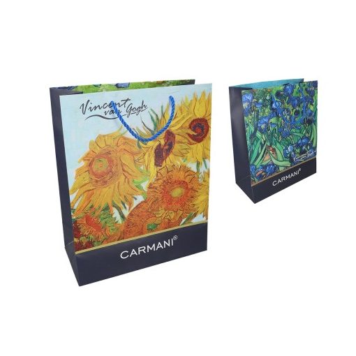 Ajándéktáska papír 20x25x10cm, Van Gogh: Napraforgók/Íriszek
