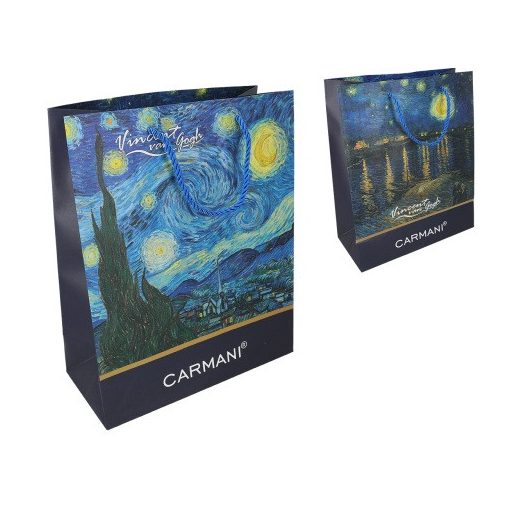 Ajándéktáska papír 26x32x12cm, Van Gogh: Csillagos éj/Csillagos éj a Rhone folyó felett