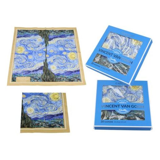 Papírszalvéta díszdobozban 33x33cm, 20db-os, Van Gogh: Csillagos éj