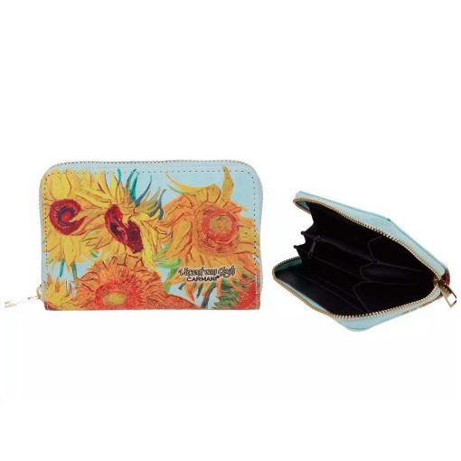 Műbőr pénztárca 14,5x9,5x2,7cm, Van Gogh: Napraforgók